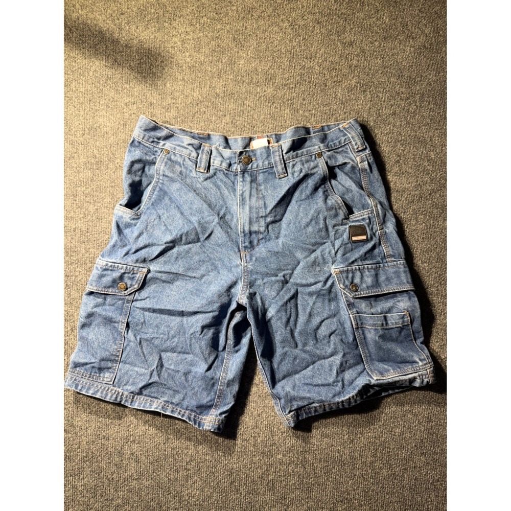 Craftsman Mens Denim Cargo Shorts Blue 100%‎ Cotton Utility Work Shorts Size 36